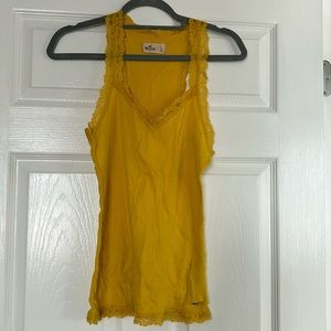 Hollister, yellow tank top with lace